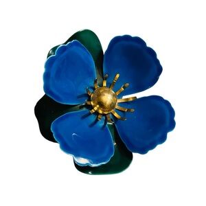 Vintage Sarah Coventry Tahitian Flower Enamel pin 1969 Blue Signed